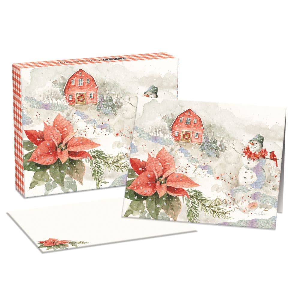 Poinsettia Village Boxed Christmas Cards Alt2