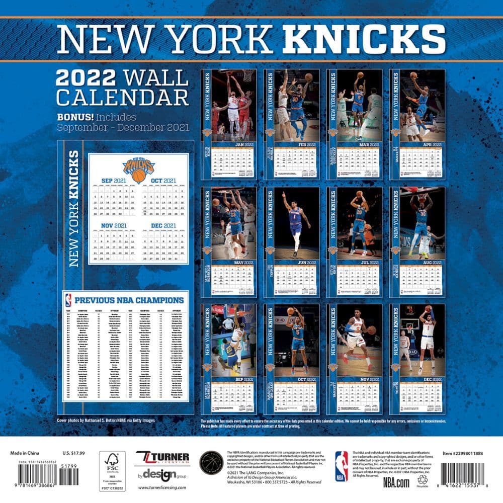 Calendrier Nba 2023 New York Nba New York Knicks 2022 Wall Calendar - Calendars.com