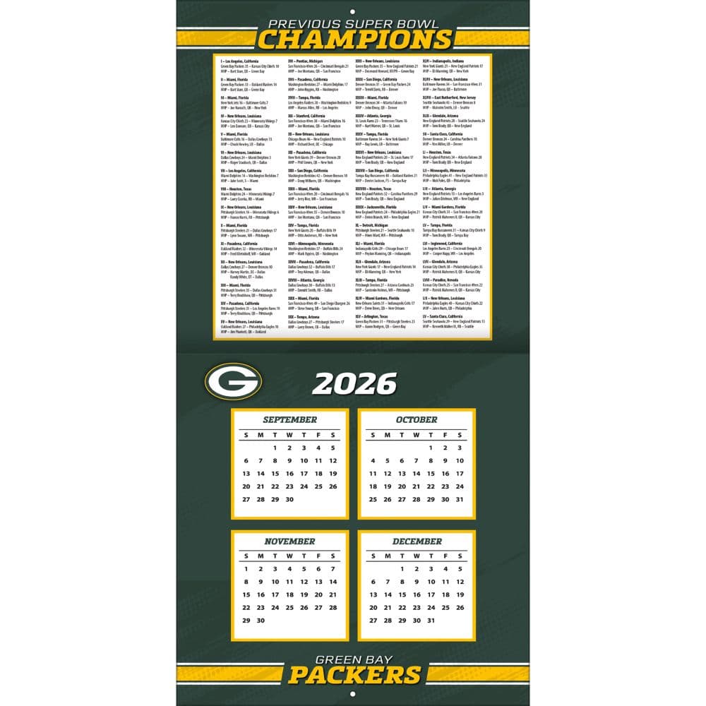 NFL Green Bay Packers 2027 Wall Calendar Second Alternate Image