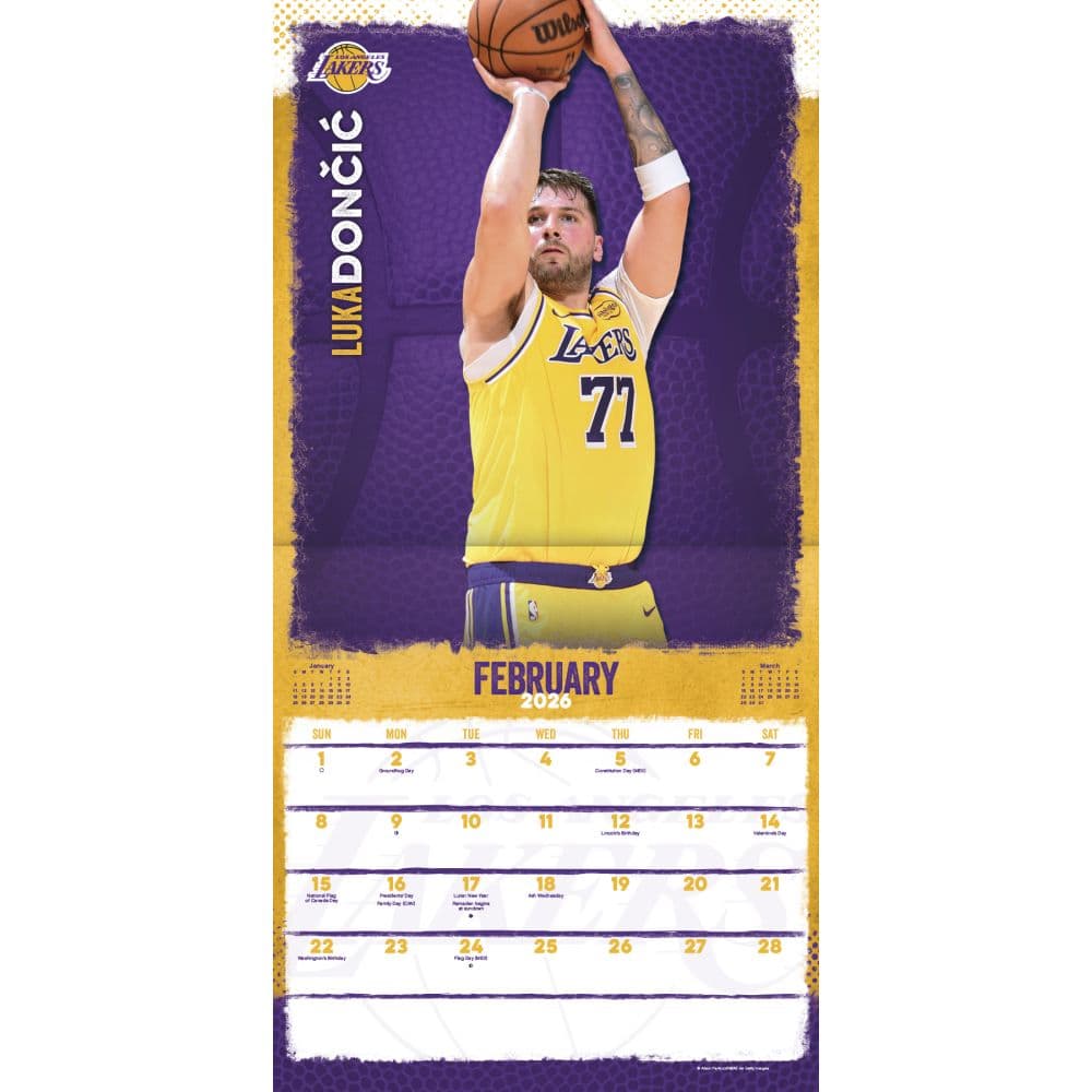 NBA Los Angeles Lakers 2026 Wall Calendar Third Alternate Image