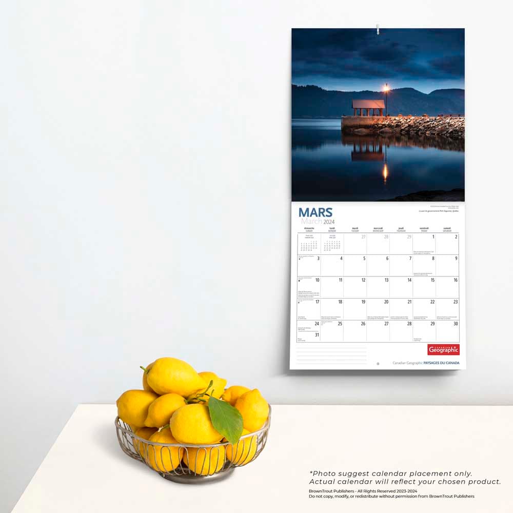 Canadian Geographic 2024 Wall Calendar on a wall