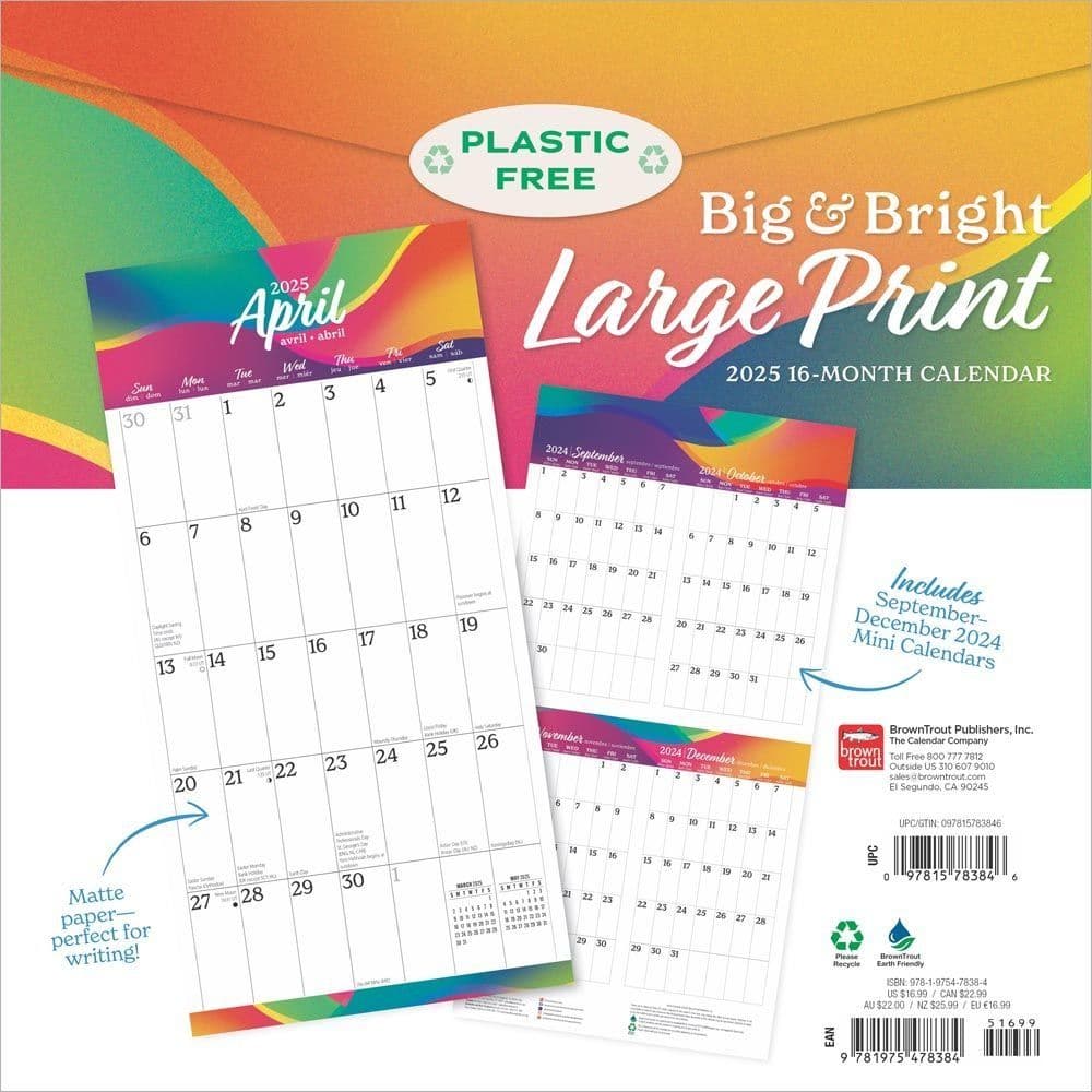 Big and Bright Large Print 2025 Wall Calendar First Alternate Image