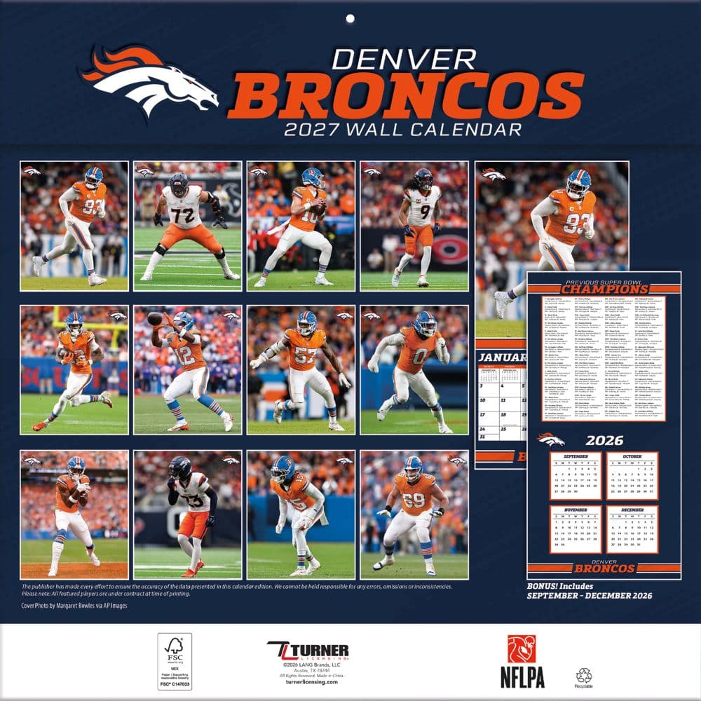 NFL Denver Broncos 2027 Wall Calendar First Alternate Image