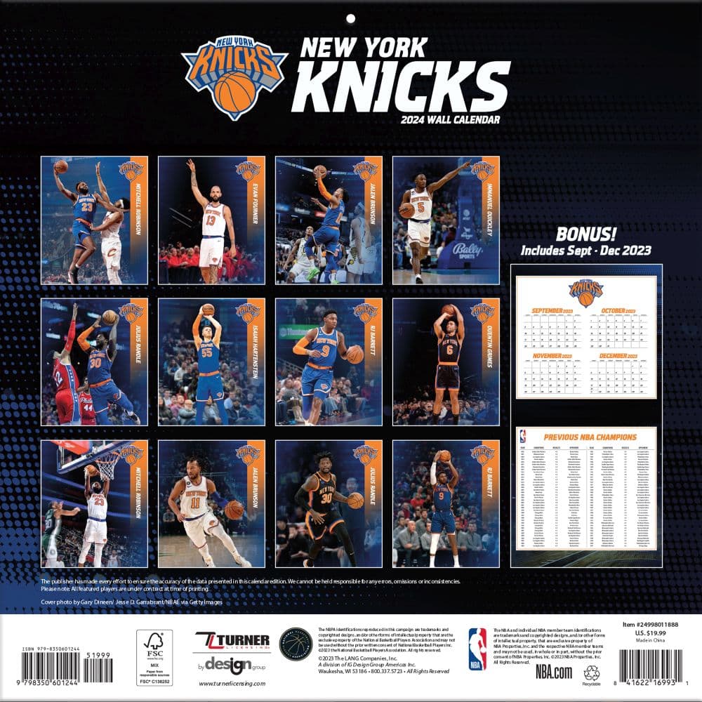 New York Knicks 2025 Wall Calendar