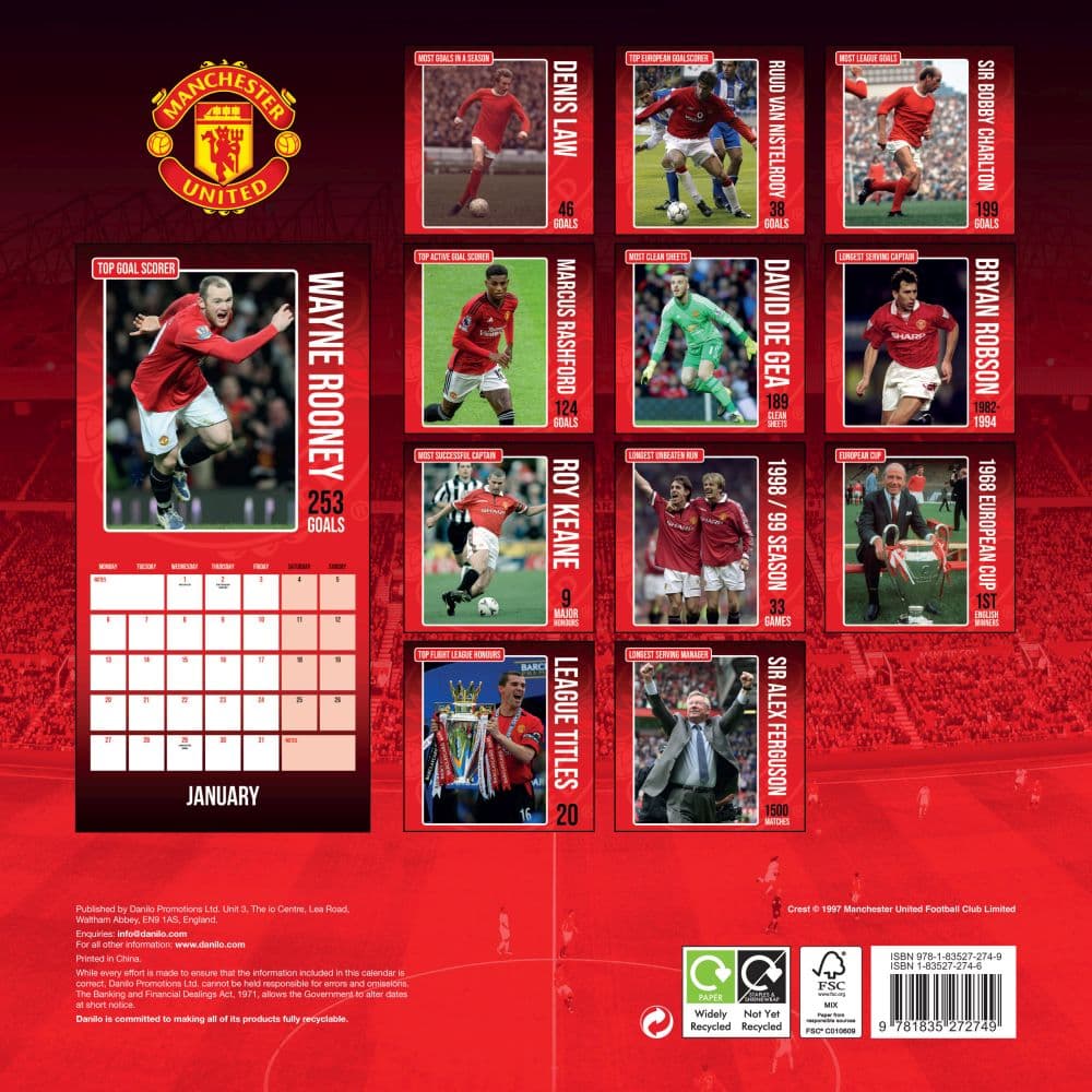 Manchester United 2025 Wall Calendar First Alternate Image