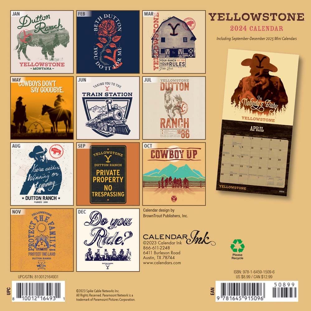 Yellowstone TV 2024 Mini Wall Calendar First Alternate Image width=&quot;1000&quot; height=&quot;1000&quot;