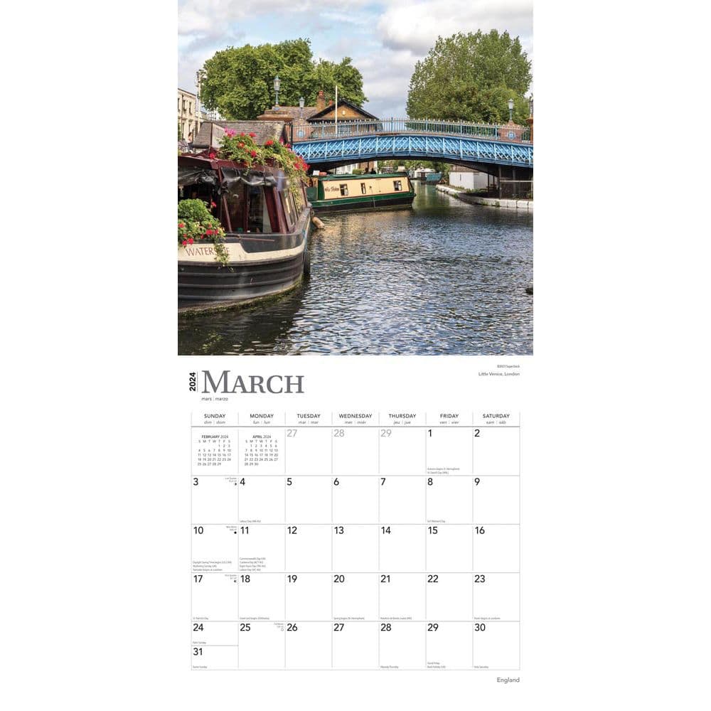 England 2024 Wall Calendar