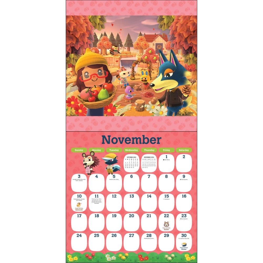 Animal Crossing 2024 Wall Calendar November