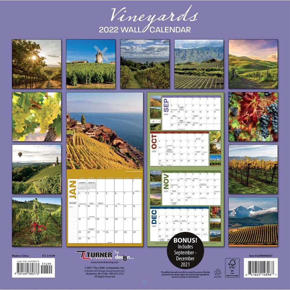 Vineyards 2022 Wall Calendar - Calendars.com