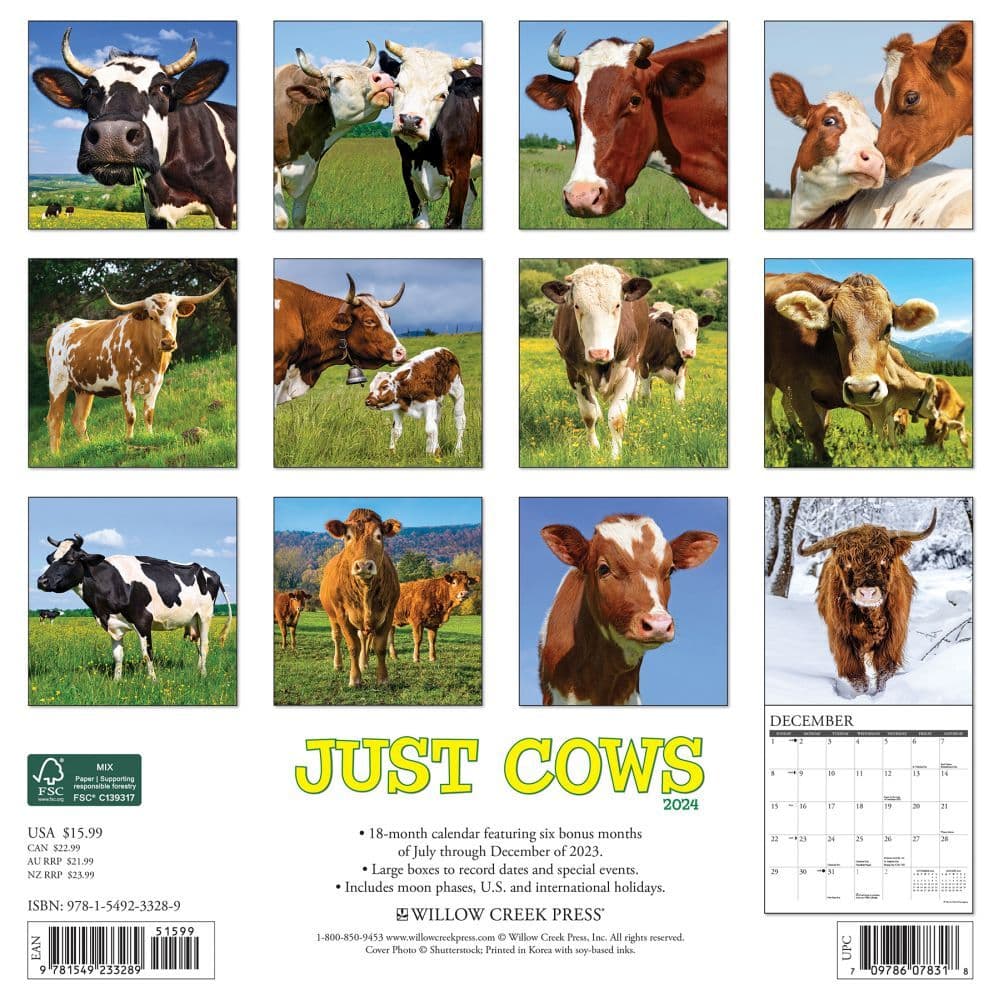 Just Cows 2024 Wall Calendar