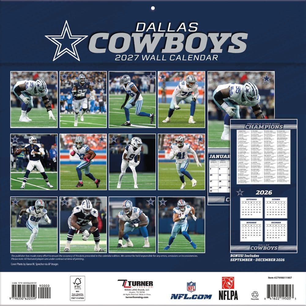 NFL Dallas Cowboys 2027 Wall Calendar First Alternate Image