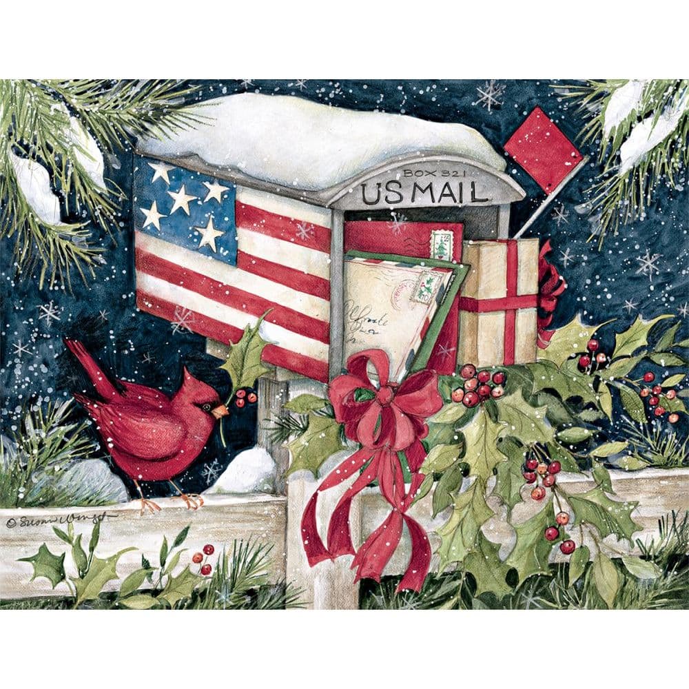 Holiday Mailbox Boxed Christmas Card by Susan Winget Main Image