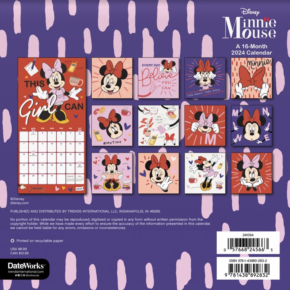 Minnie Mouse 2024 Mini Wall Calendar Alternate Image 2