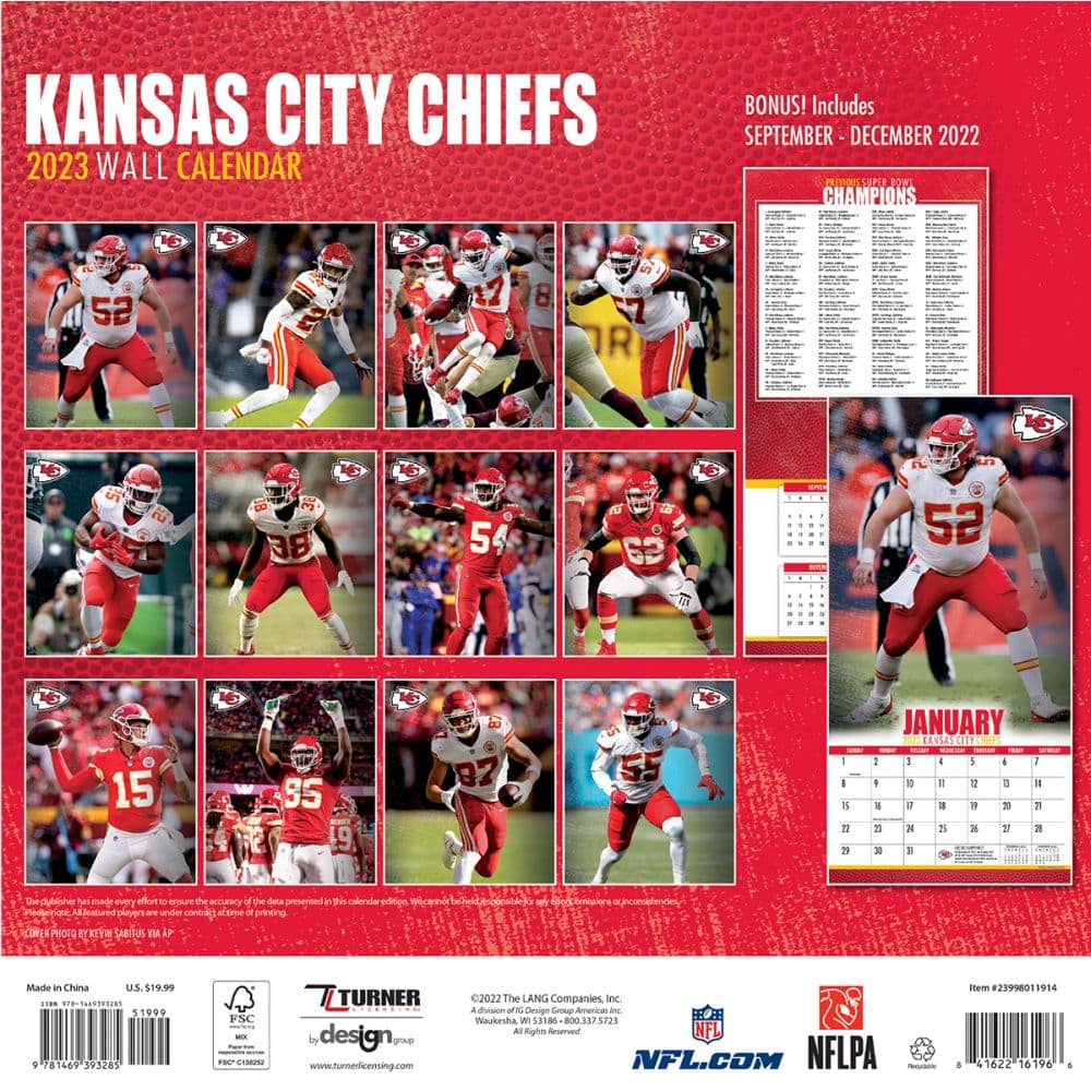 NFL Kansas City Chiefs 2023 Wall Calendar