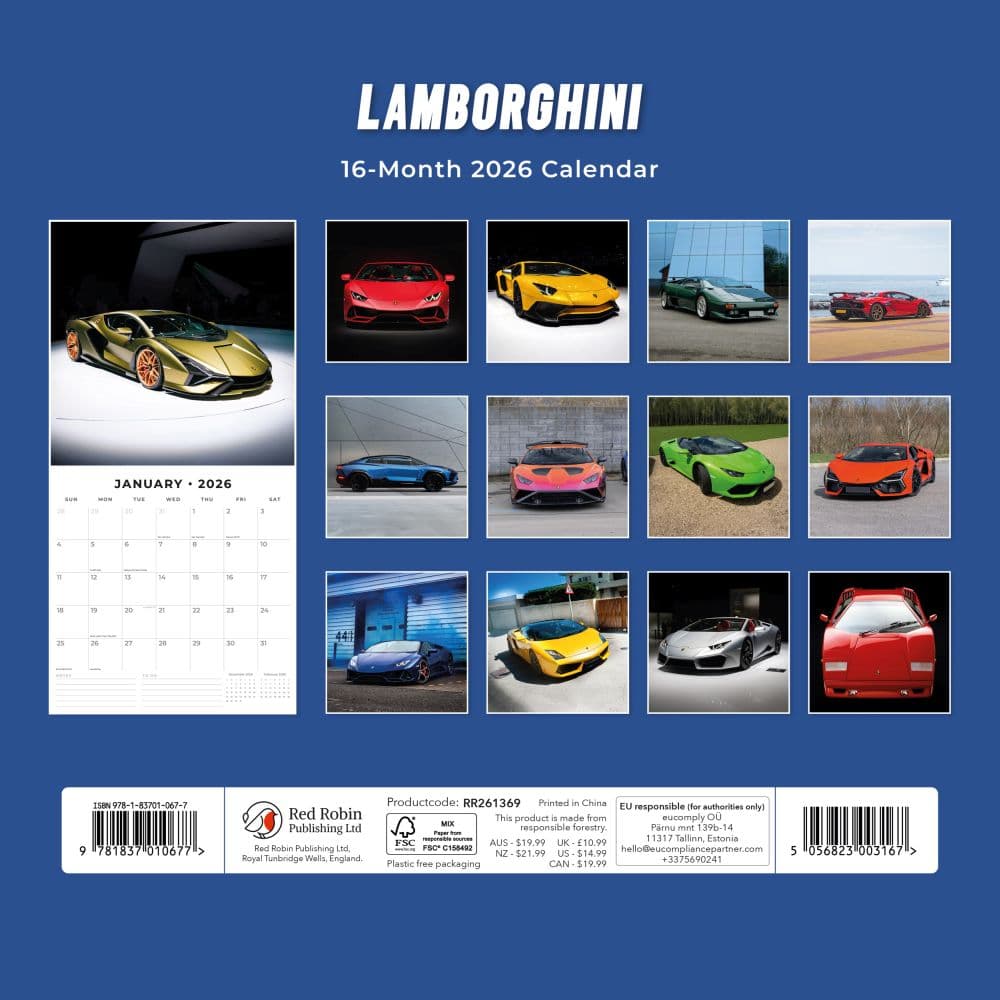 Lamborghini 2026 Wall Calendar First Alternate Image