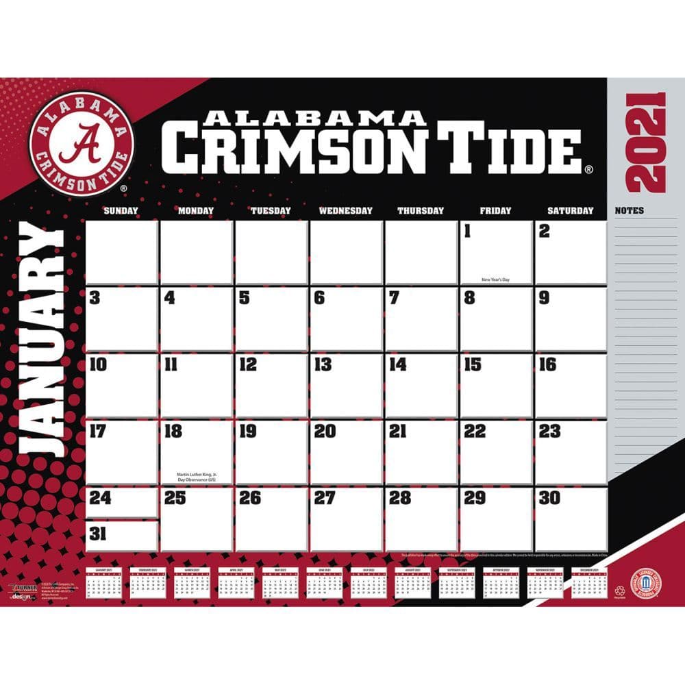 2021 Alabama Crimson Tide Calendars, Desk Calendar
