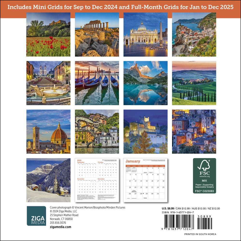 Italy 2025 Mini Wall Calendar First Alternate Image width="1000" height="1000"