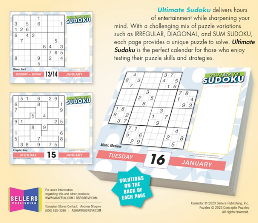 Ultimate Sudoku 2024 Desk Calendar back