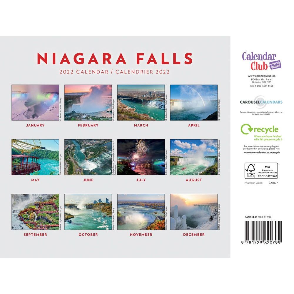 Niagara Falls Calendar 2022 Niagara Falls 2022 Wall Calendar - Calendars.com