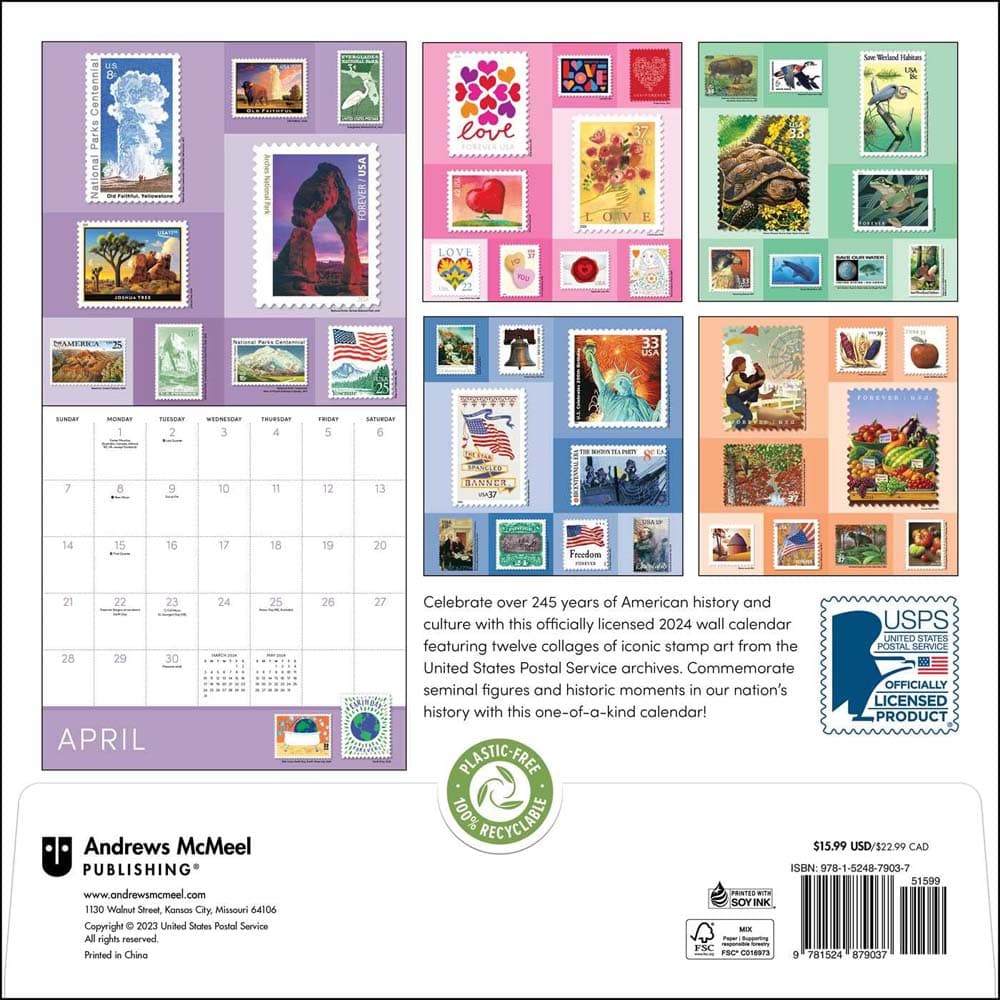 US Postal Service Stamp Art Wall Back Cover width=''1000'' height=''1000''