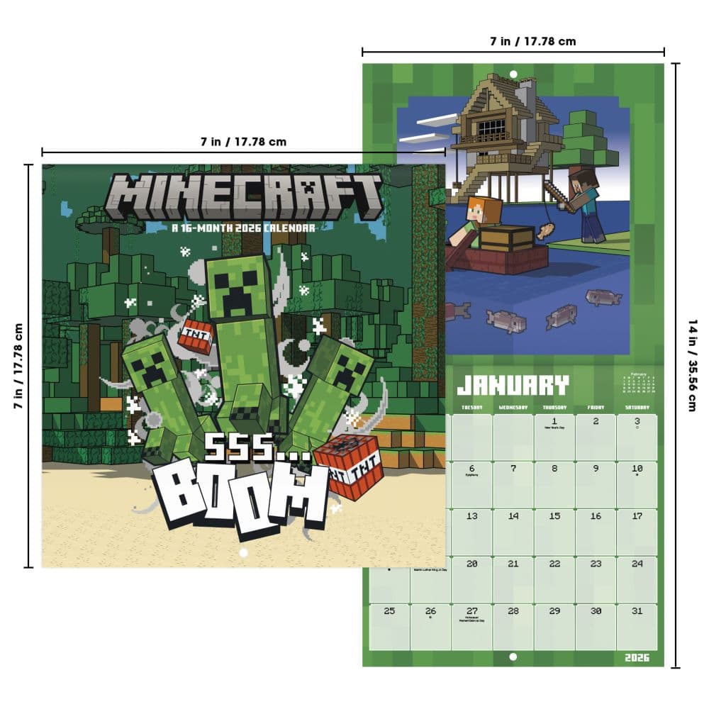 Minecraft 2026 Mini Wall Calendar Sixth Alternate Image