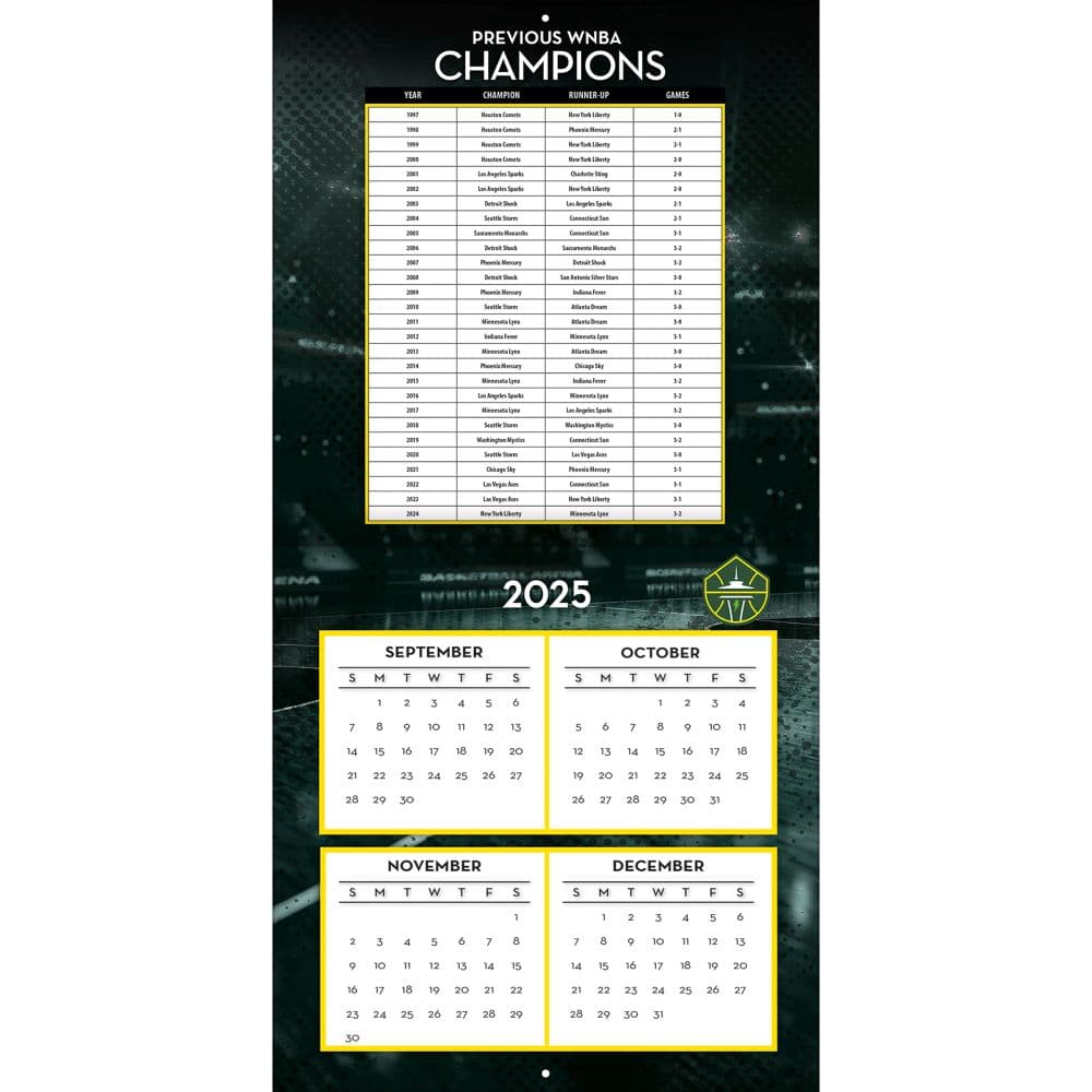 WNBA Seattle Storm 2026 Wall Calendar Second Alternate Image