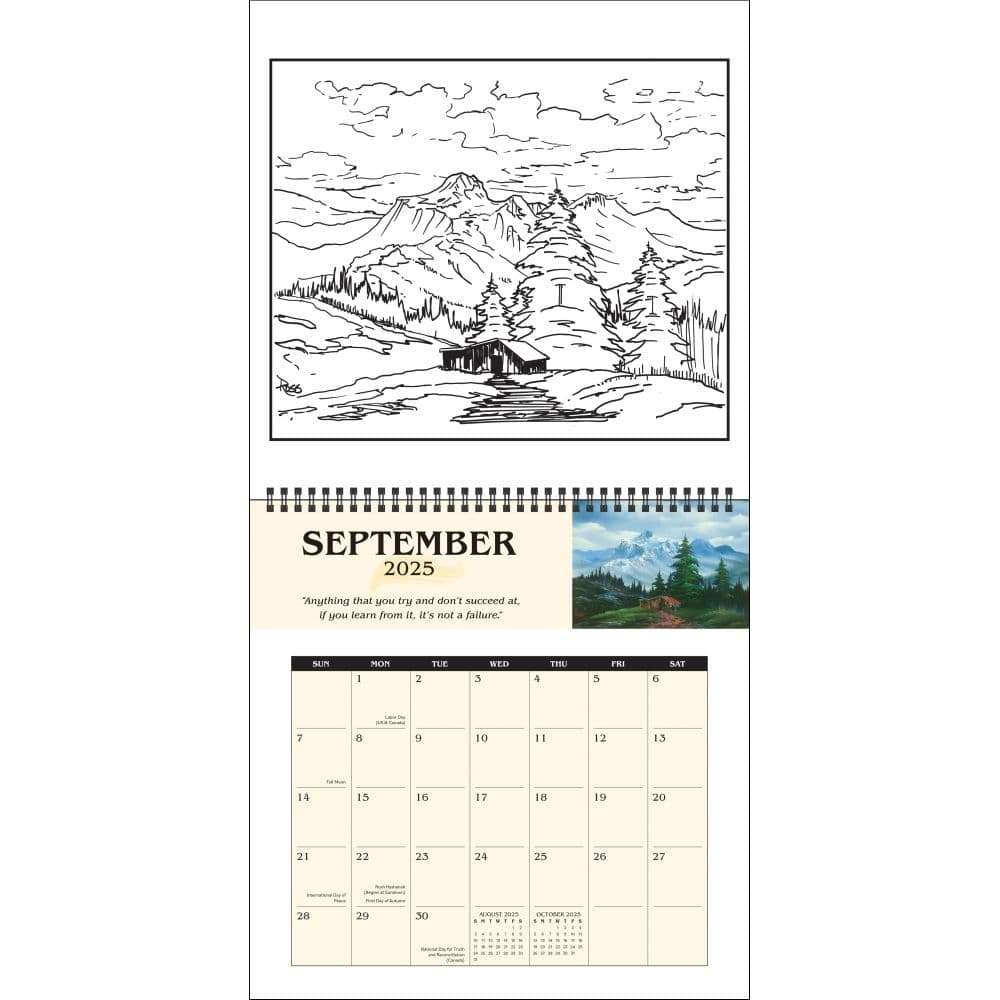 Bob Ross Coloring 2025 Wall Calendar