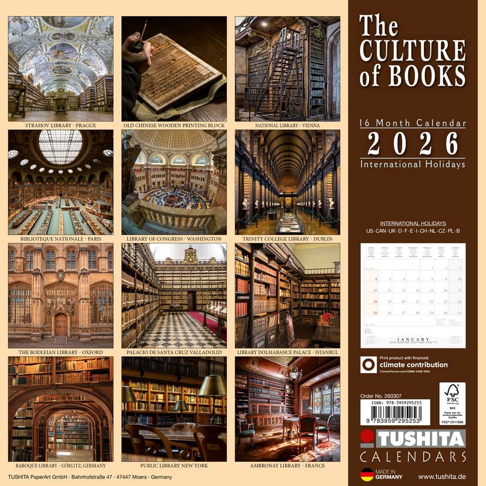 Culture Of Books 2026 Wall Calendar First Alternate Image