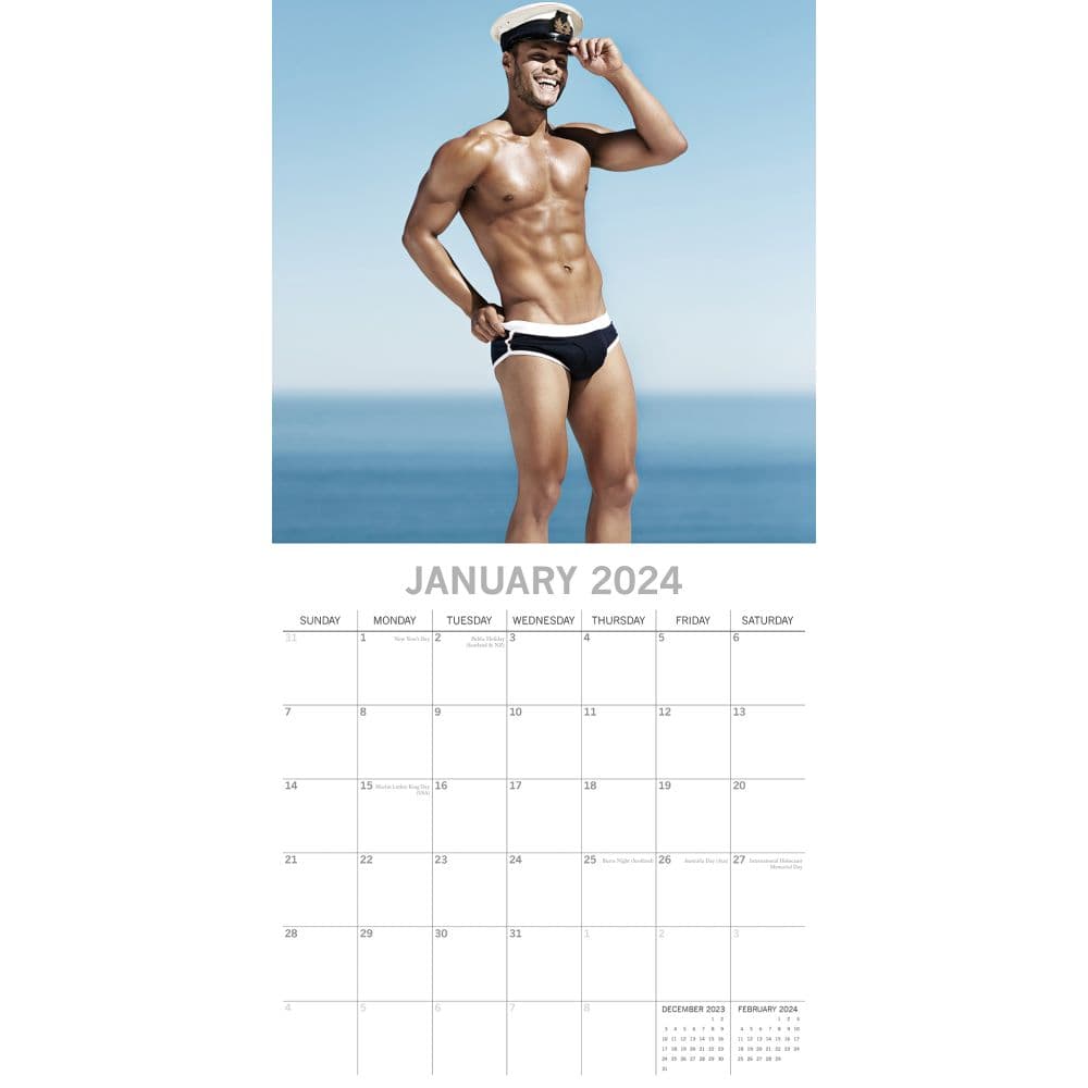 Hunks in Trunks 2024 Wall Calendar