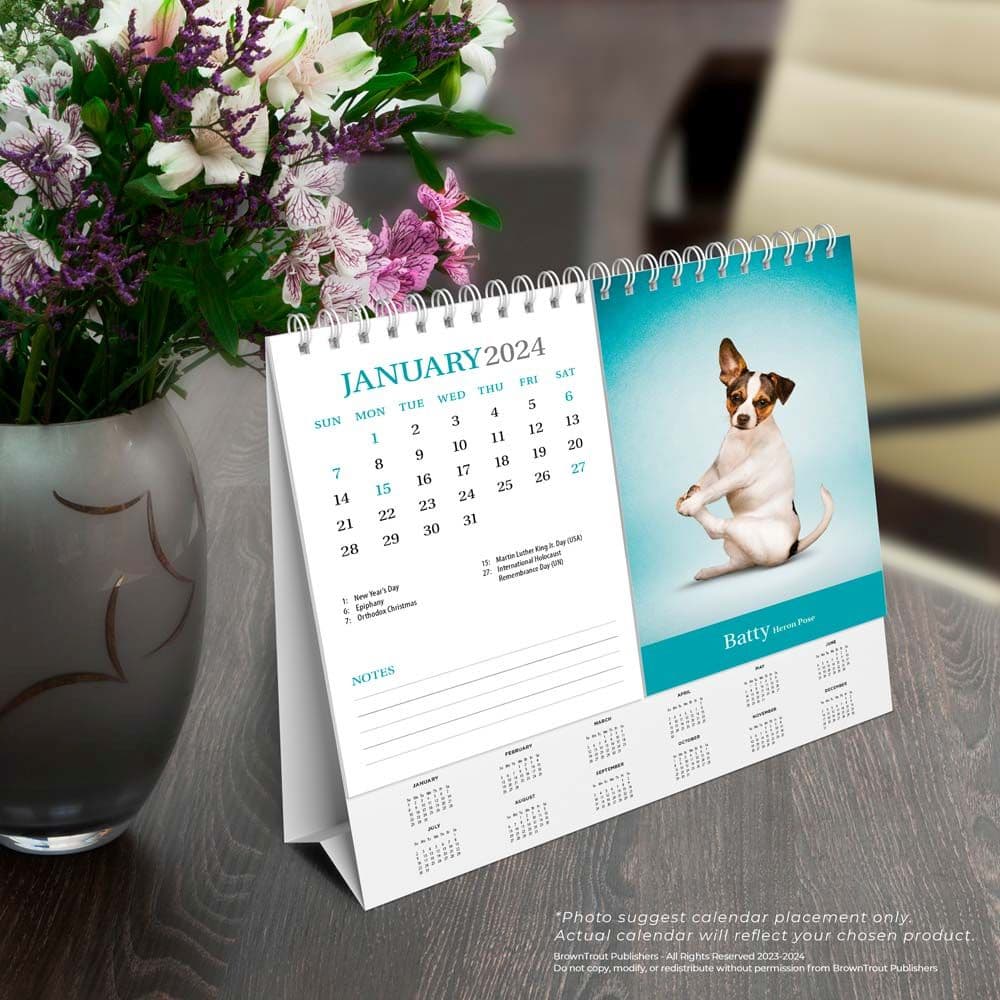 Yoga Puppies 2024 Easel Desk Calendar Third Alternate  Image width=&quot;1000&quot; height=&quot;1000&quot;