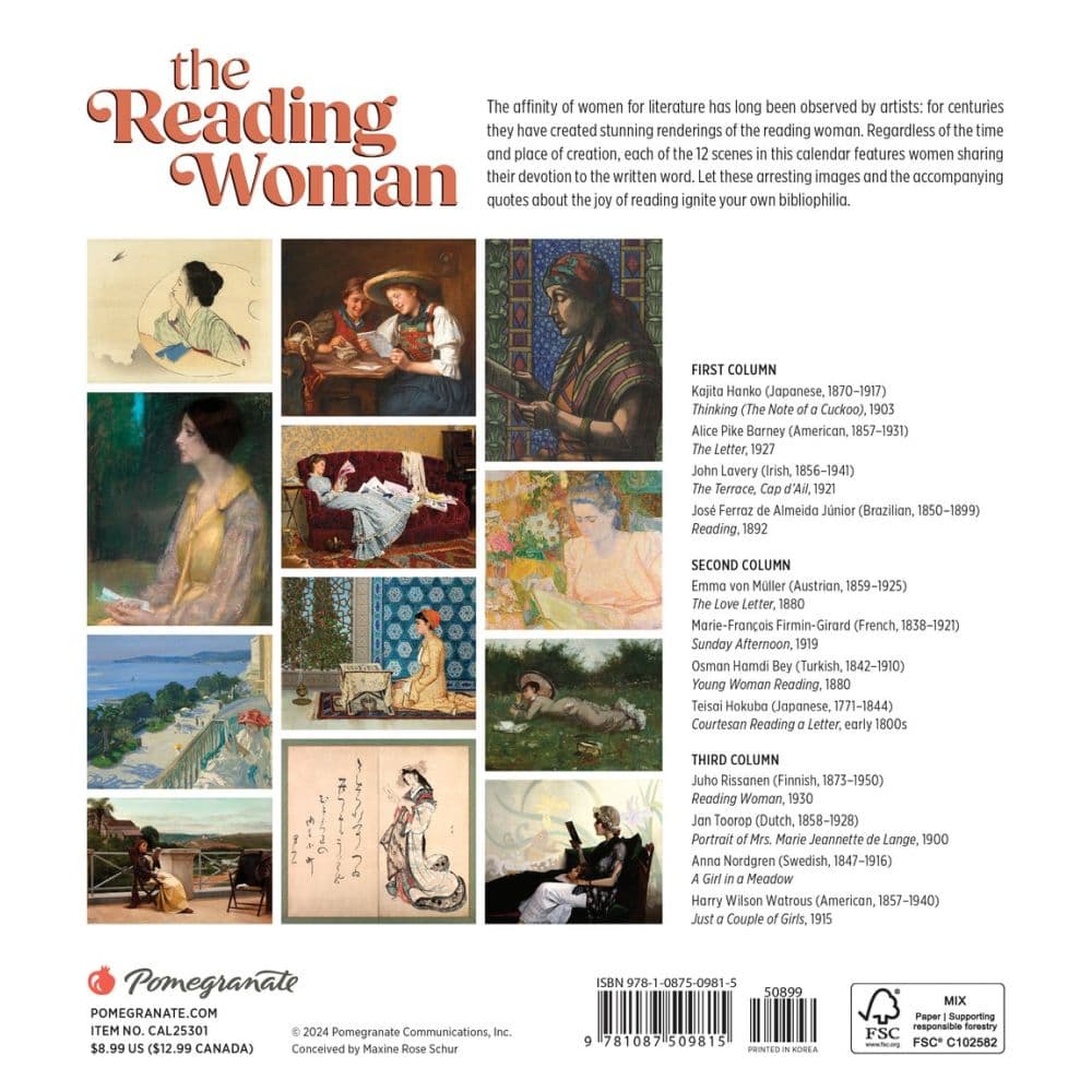 Reading Woman 2025 Mini Wall Calendar