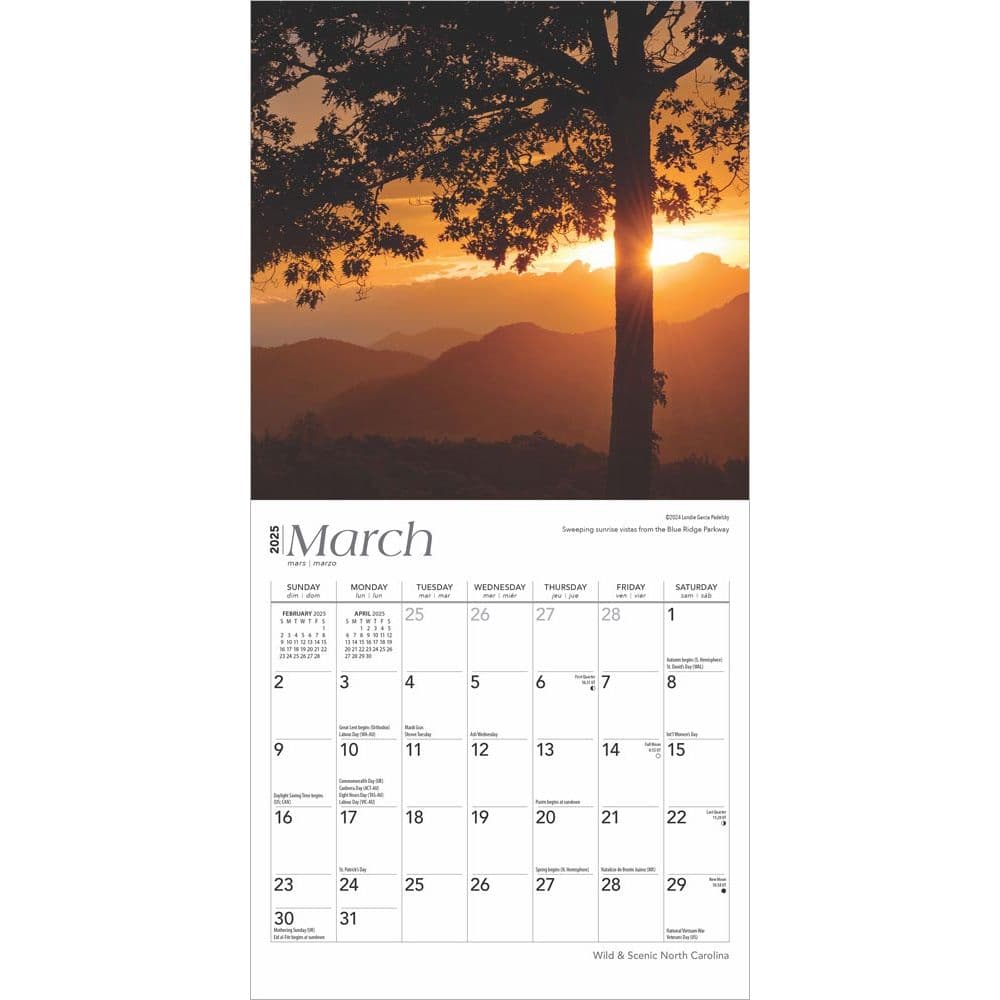 North Carolina 2025 Mini Wall Calendar Second Alternate Image