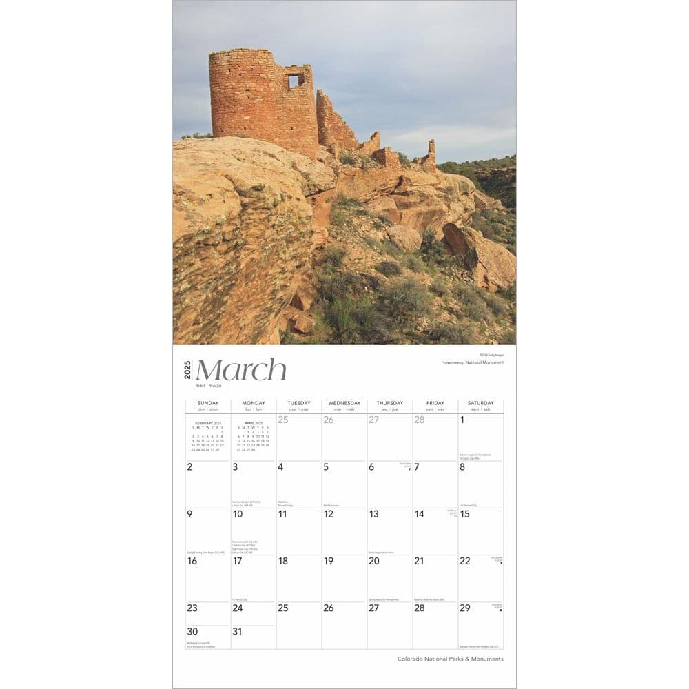 Colorado National Parks and Monuments 2025 Wall Calendar Alt2