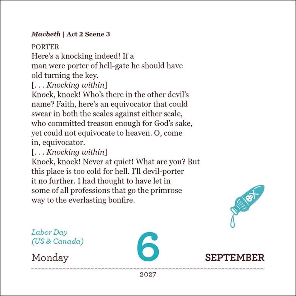 Shakespeare for Every Day of the Year 2027 Desk Calendar Fourth Alternate Image