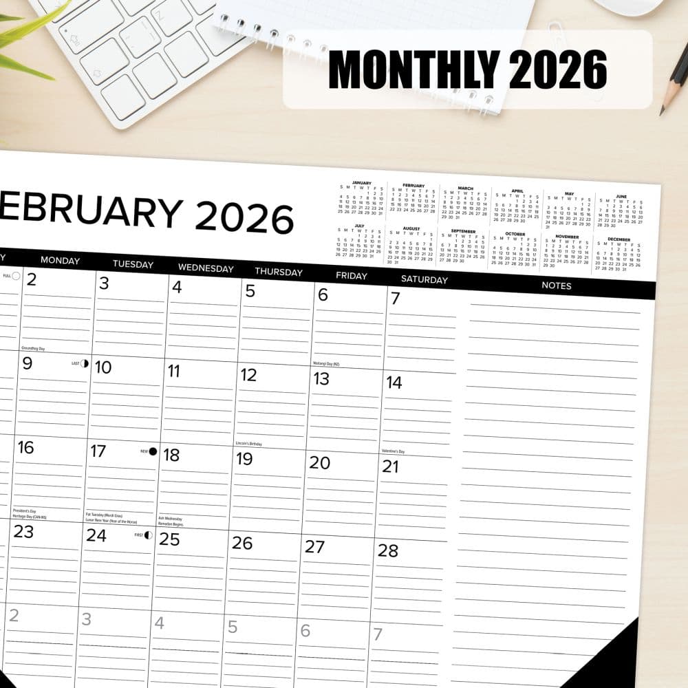 Black and White Special Value 2026 Desk Pad Third Alternate Image
