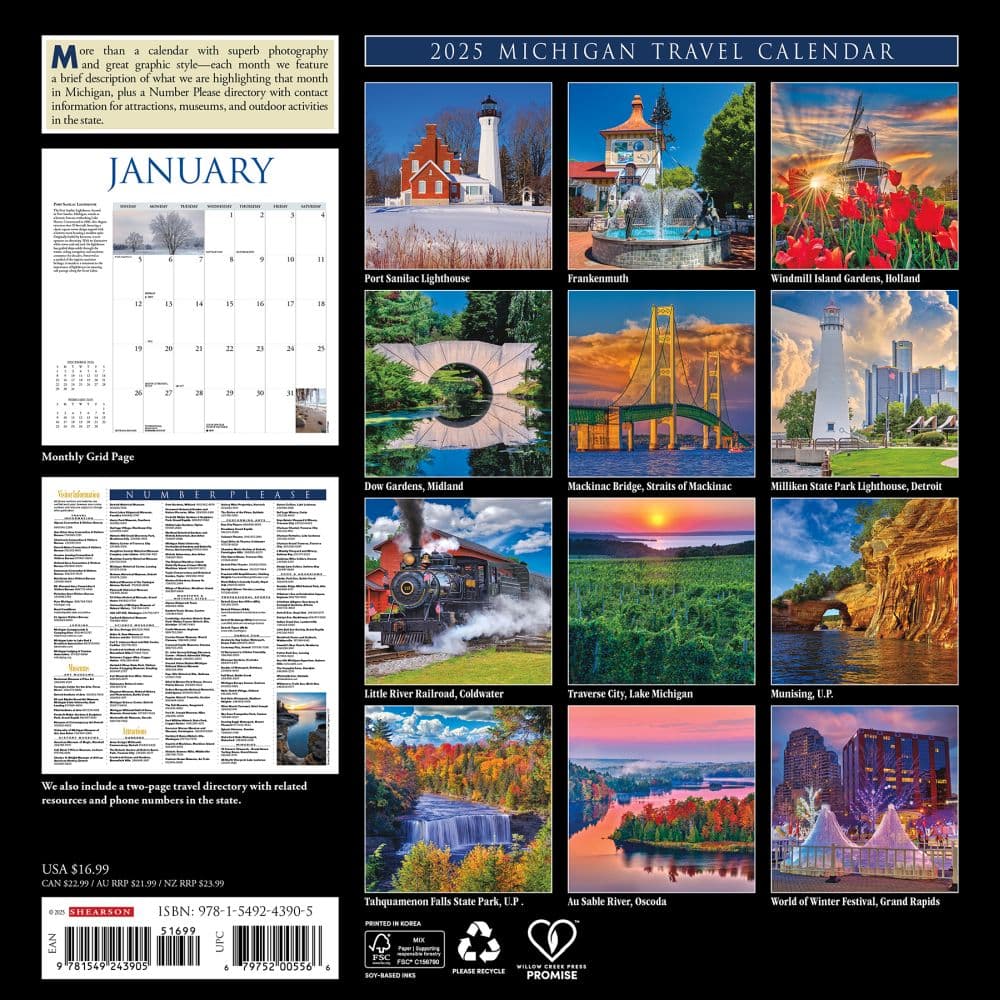 Michigan Travel and Events 2025 Wall Calendar First Alternate Image width="1000" height="1000"