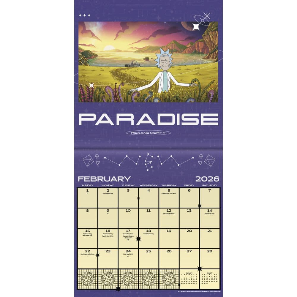 Rick and Morty 2026 Mini Wall Calendar Third Alternate Image