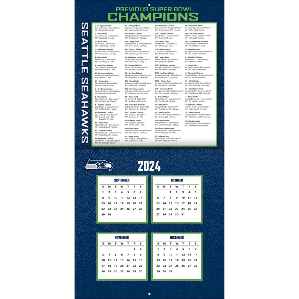 NFL Seattle Seahawks 2025 Wall Calendar holidays