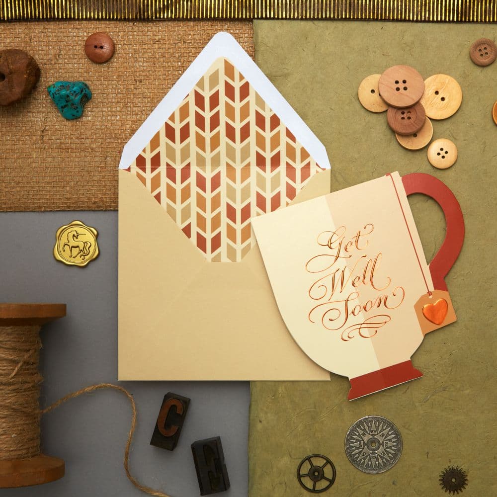 Die Cut Tea Cup Get Well Card Ninth Alternate Image width="1000" height="1000"