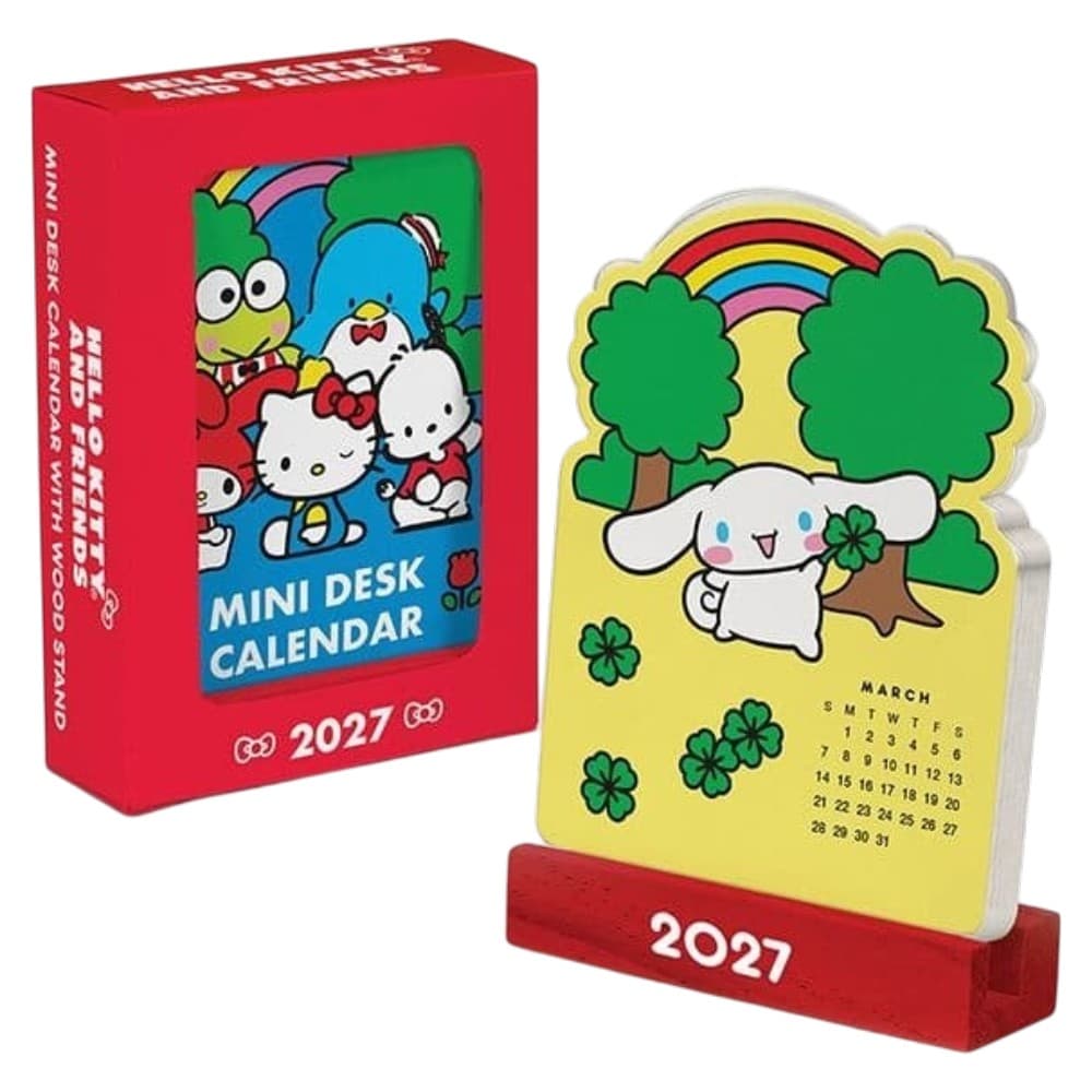 Hello Kitty and Friends Retro 2027 Mini Desk Calendar with Wood Stand