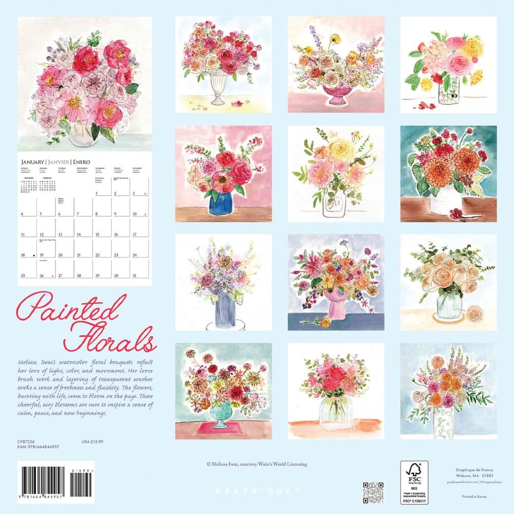 Painted Florals 2026 Wall Calendar First Alternate Image