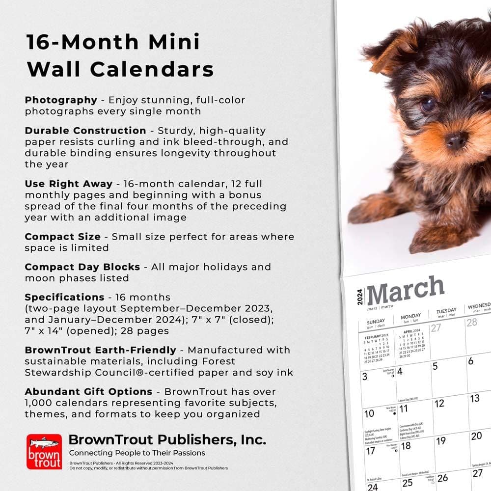Yorkshire Terrier Puppies 2024 Mini Wall Calendar Fourth Alternate Image width=&quot;1000&quot; height=&quot;1000&quot;
