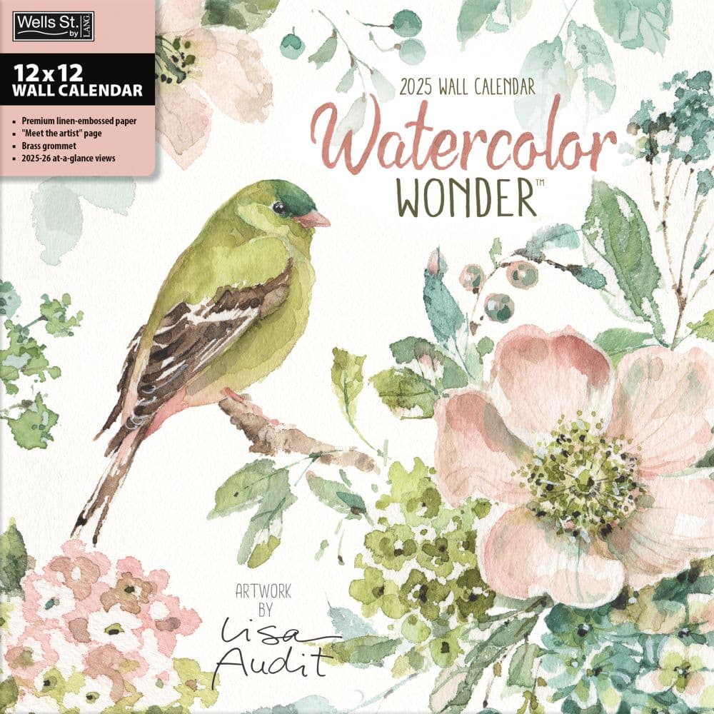 image Watercolor Wonder by Lisa Audit 2025 Wall Calendar_Main Image