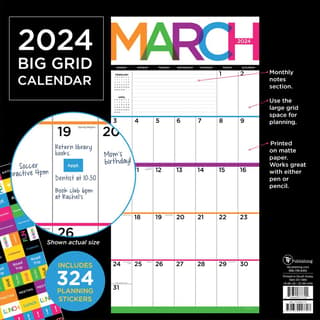 Big And Bright Grid 2024 Wall Calendar - Calendars.com