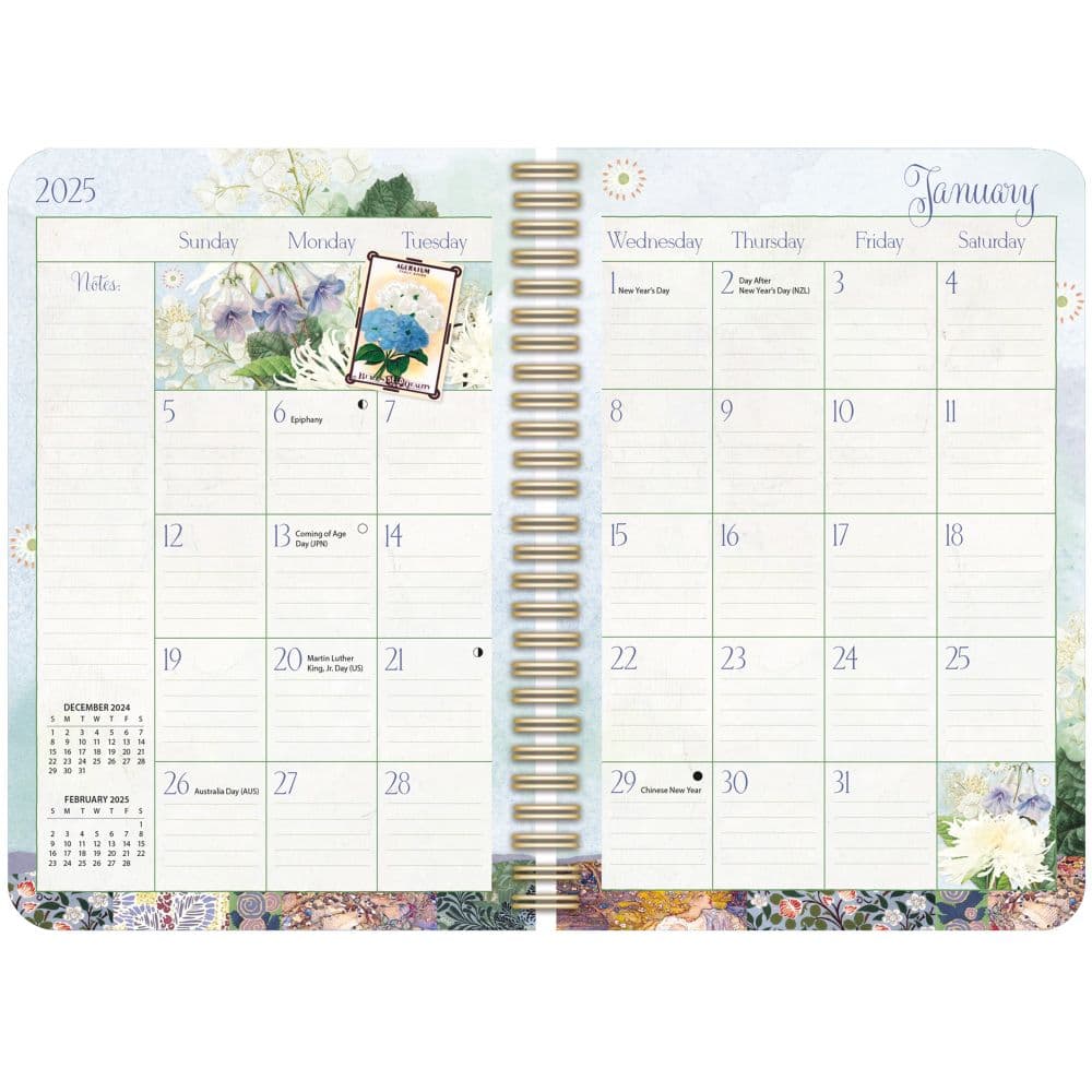 Garden Botanicals 2025 Spiral Engagement Planner by Barbara Anderson