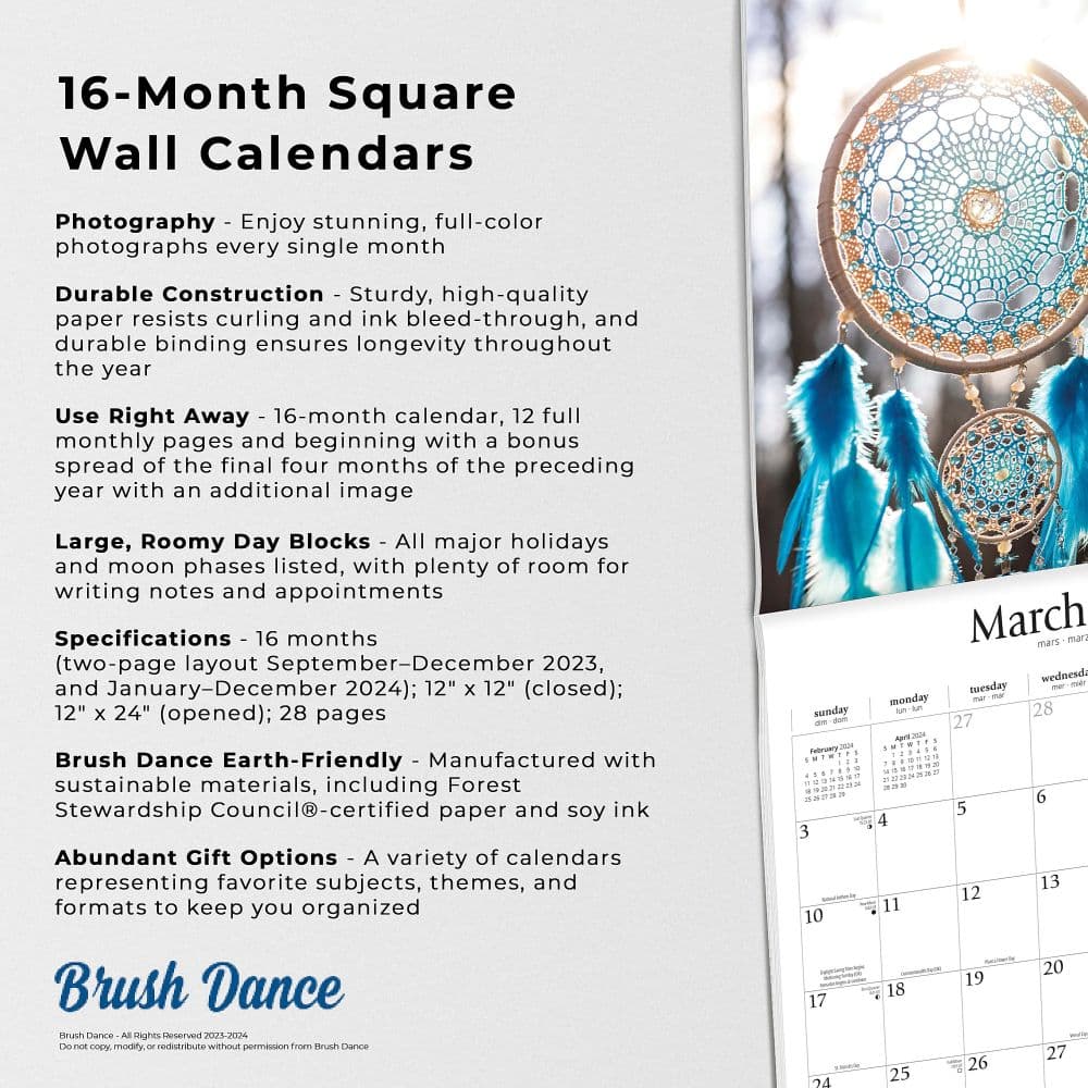 Dream Catchers Brush Dance 2024 Wall Calendar Fourth Alternate Image width=&quot;1000&quot; height=&quot;1000&quot;