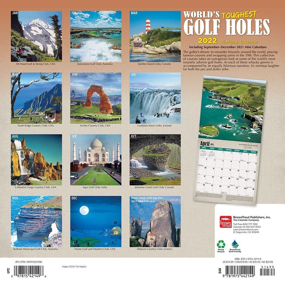 Worlds Toughest Golf Holes 2022 Wall Calendar - Calendars.com
