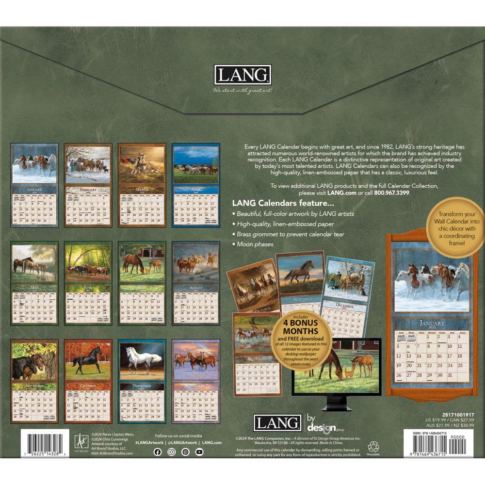 Horses in The Mist Special Edition 2025 Wall Calendar