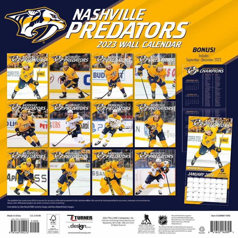 Nashville Calendar 2023 Nhl Nashville Predators 2023 Wall Calendar - Calendars.com