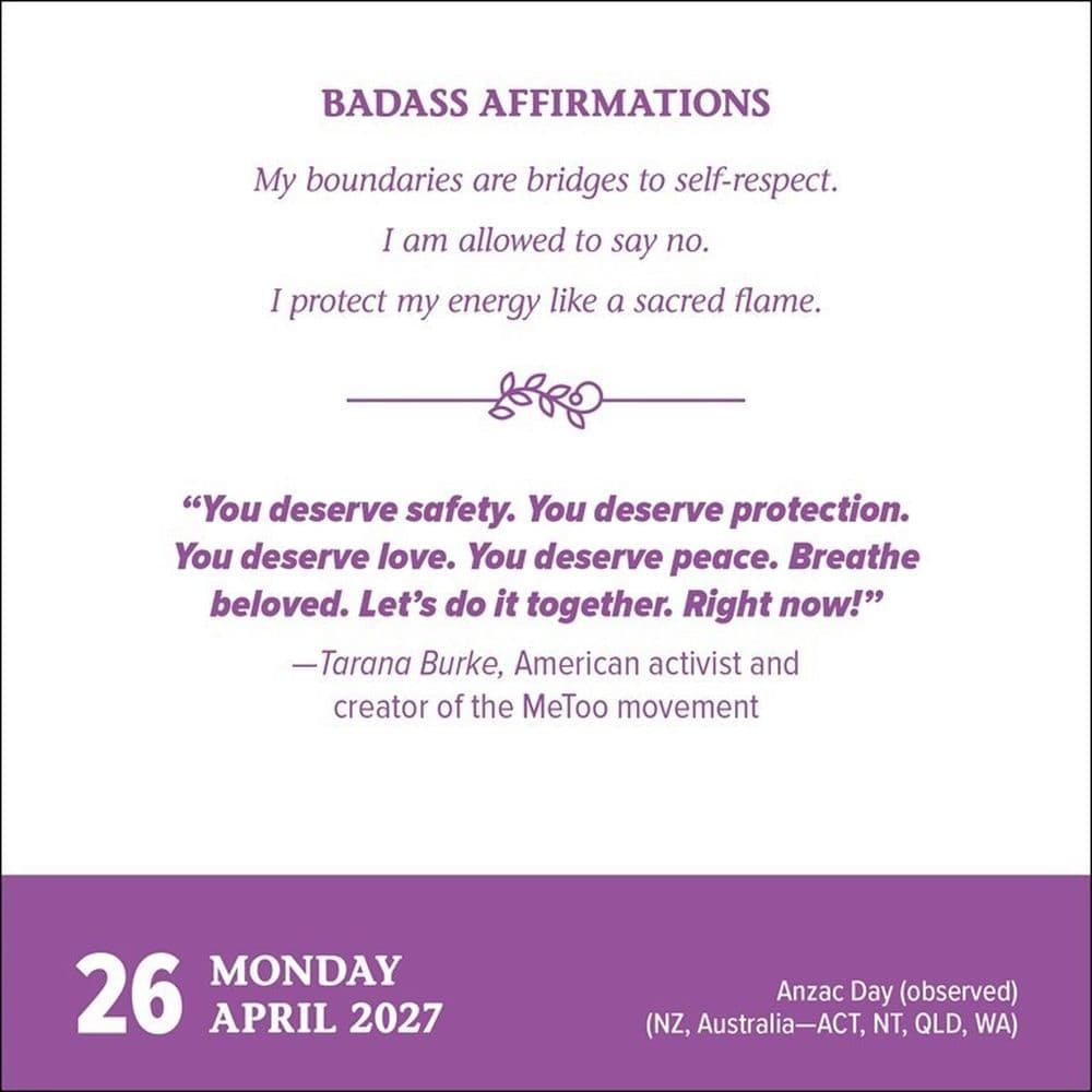 Badass Affirmations 2027 Desk Calendar Fourth Alternate Image